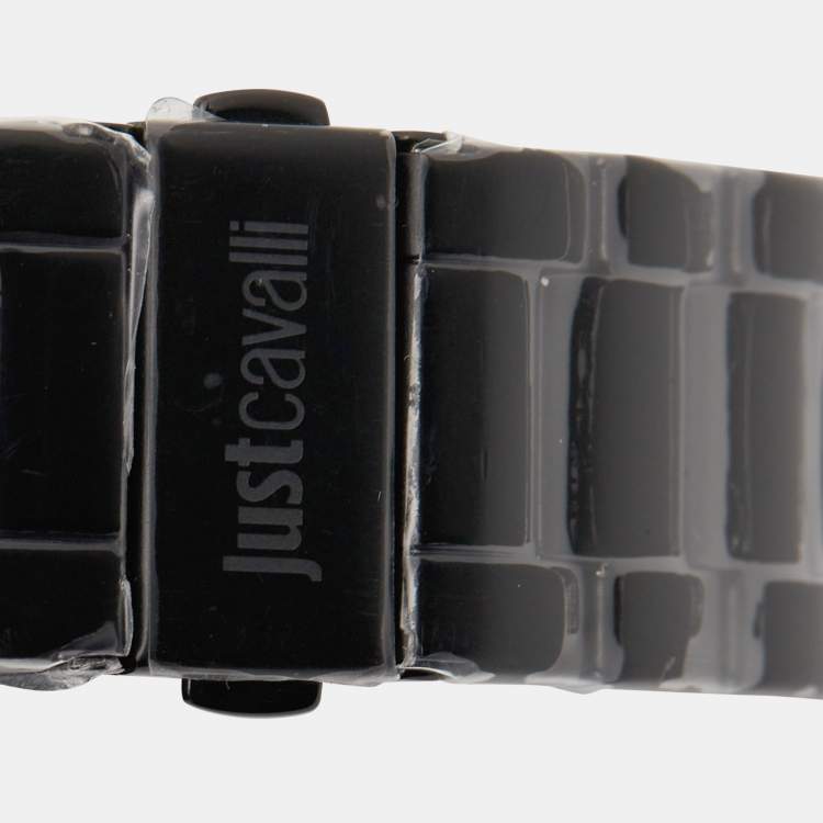 Pre Owned Just Cavalli Black PVD Coated Stainless Steel JC1G165M0065 Men's Wristwatch 44 mm