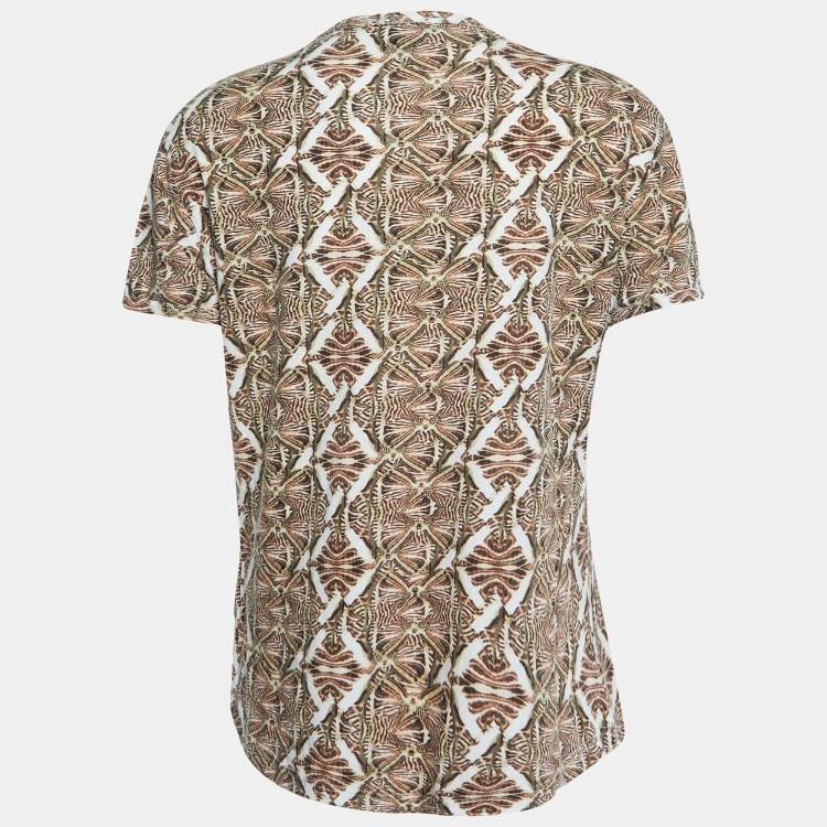 Pre Owned Just Cavalli Brown Printed Cotton & Modal Fitted T-Shirt L