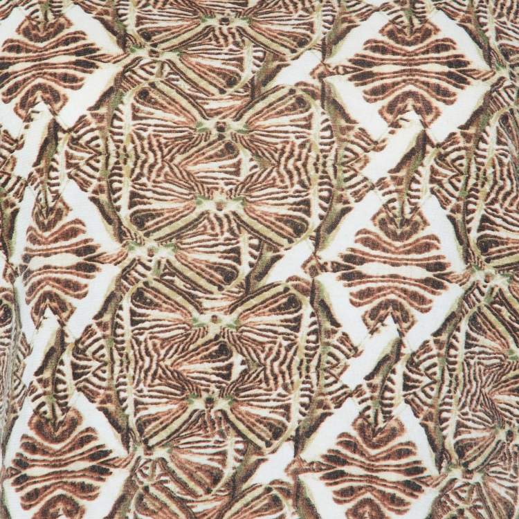 Pre Owned Just Cavalli Brown Printed Cotton & Modal Fitted T-Shirt L
