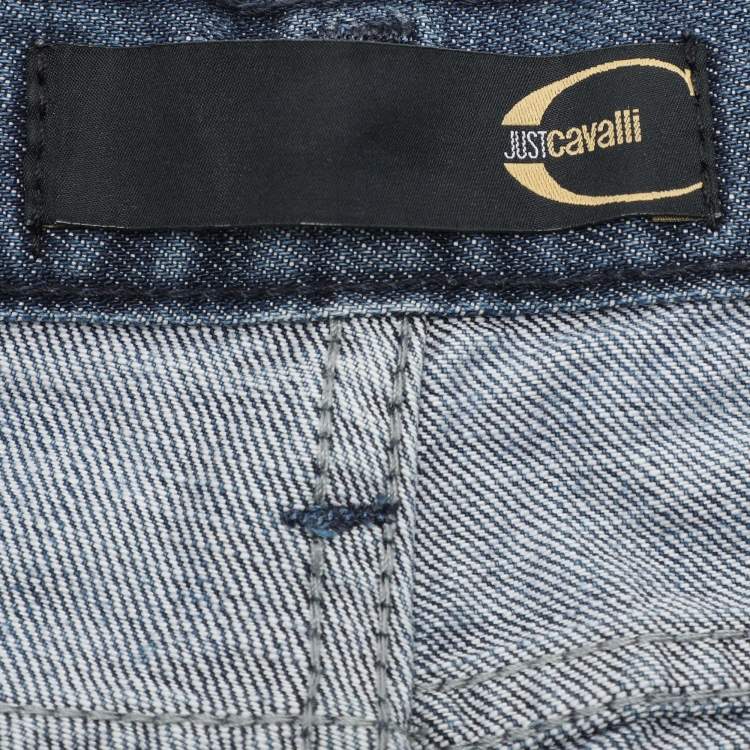 Pre Owned Just Cavalli Blue Denim Distressed Jeans S