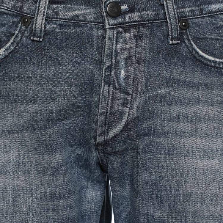 Pre Owned Just Cavalli Blue Denim Distressed Jeans S