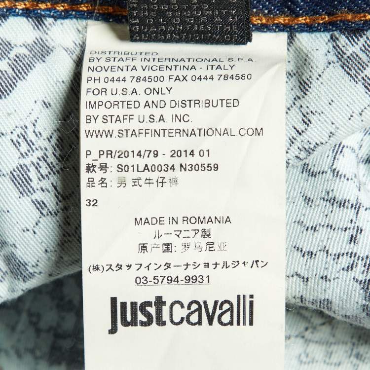 Pre Owned Just Cavalli Blue Denim Regular Fit Jeans M/Waist 36"