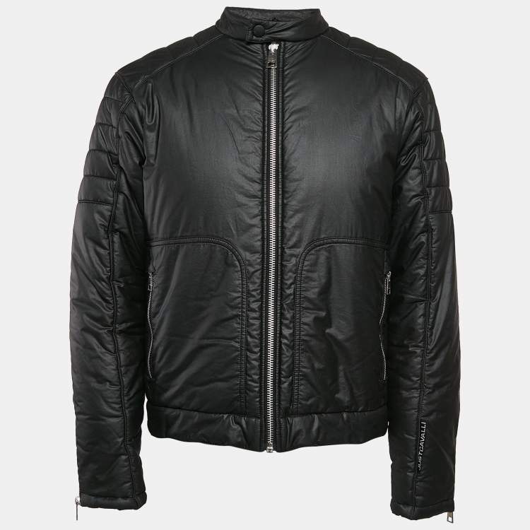 Pre Owned Just Cavalli Coated Cotton Zip-Up Puffer Jacket L