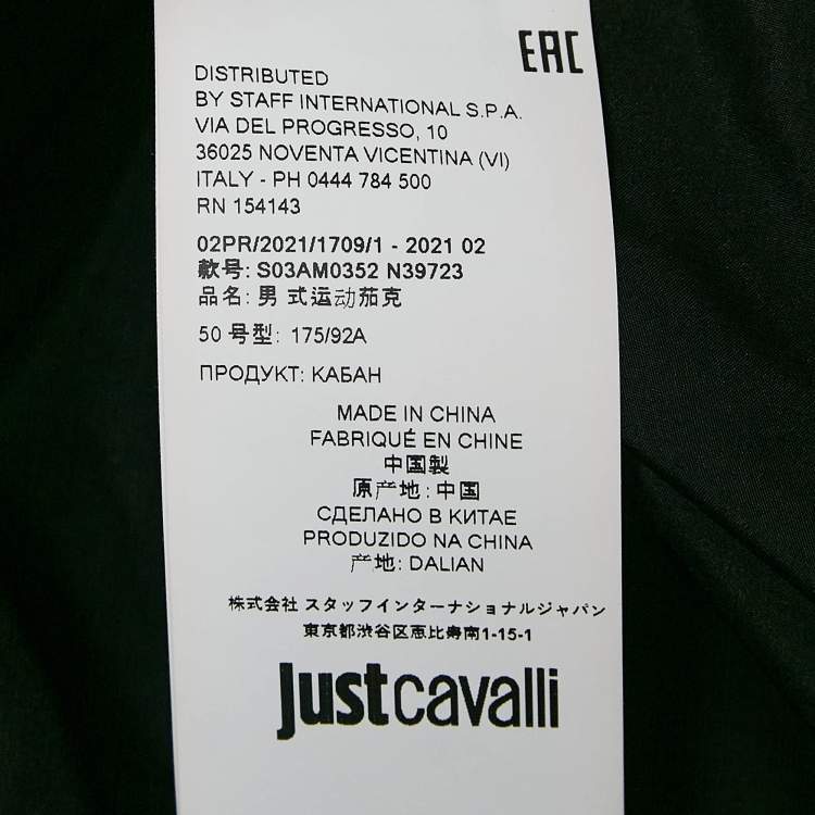 Pre Owned Just Cavalli Coated Cotton Zip-Up Puffer Jacket L