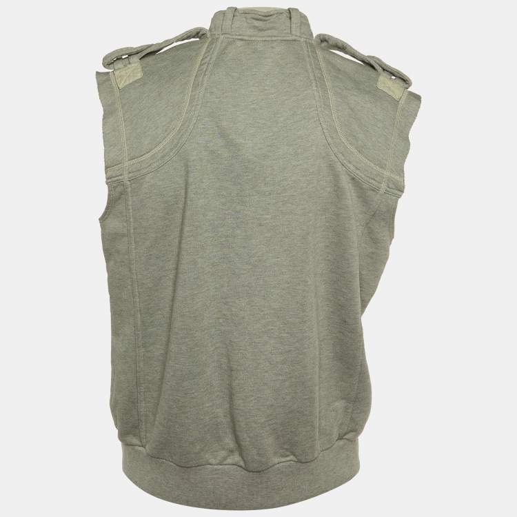 Pre Owned Just Cavalli Grey Cotton Zip Up Sleeveless Jacket XXL