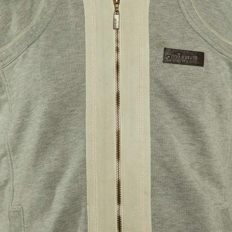 Pre Owned Just Cavalli Grey Cotton Zip Up Sleeveless Jacket XXL