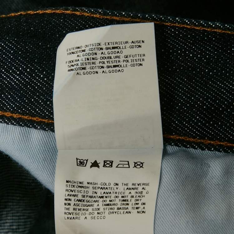 Pre Owned Just Cavalli Dark Blue Logo Embroidered Denim Jeans M Waist 33" 
