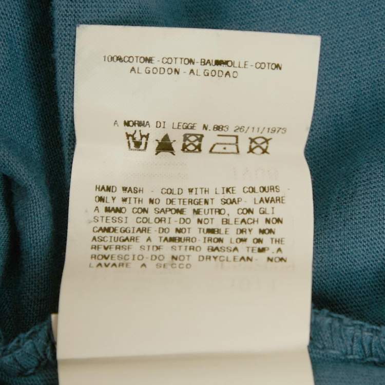 Pre Owned Just Cavalli Blue Printed Jersey V-Neck T-Shirt M