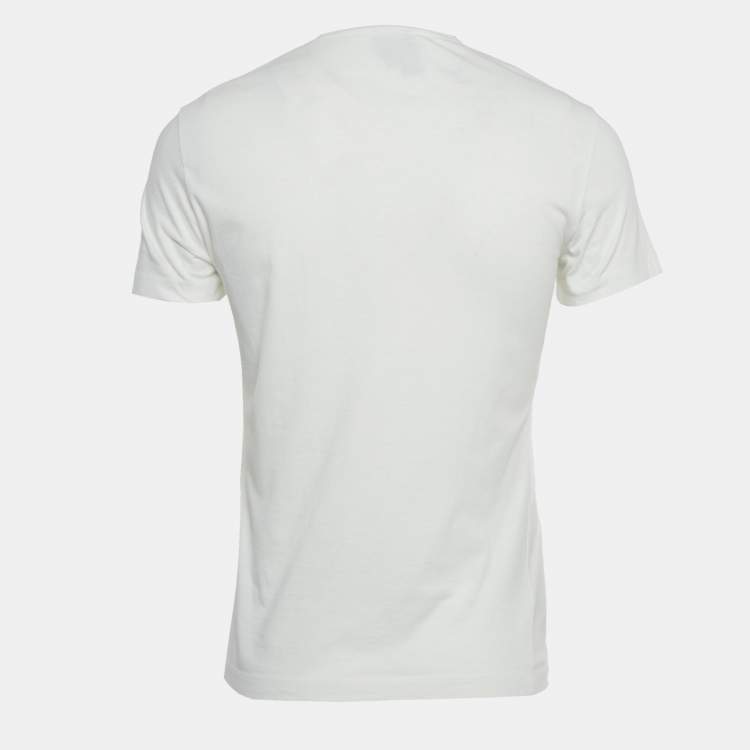 Pre Owned Just Cavalli White Logo Embroidered Jersey Fitted T-Shirt L