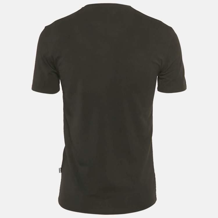 Pre Owned Just Cavalli Black Logo Print Cotton Crew Neck Half Sleeve T-Shirt M