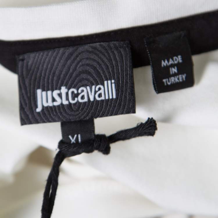 Pre Owned Just Cavalli White Metallic Skull Print Short Sleeve T-Shirt XL