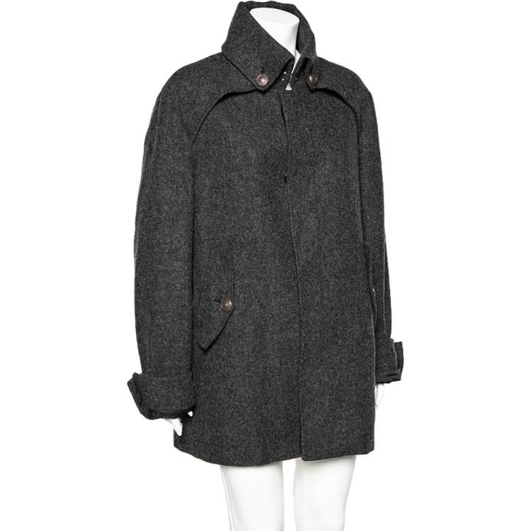 Pre Owned Just Cavalli Charcoal Grey Wool Button Front Jacket 3XL