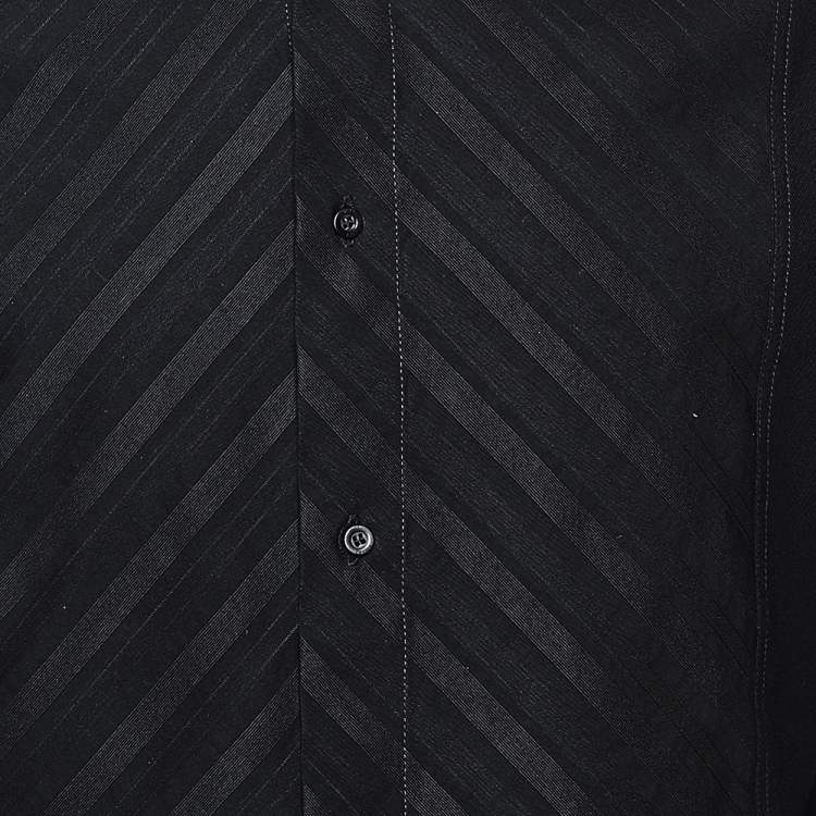 Pre Owned Just Cavalli Black Cotton Paneled Button Front Shirt XL