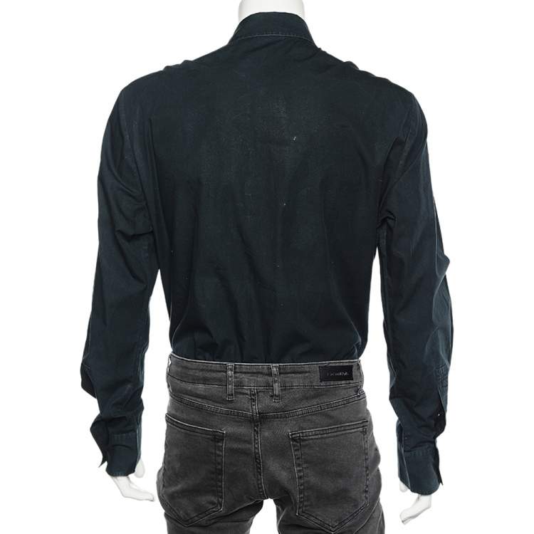Pre Owned Just Cavalli Black Embellished Cotton Button Front Shirt XXL