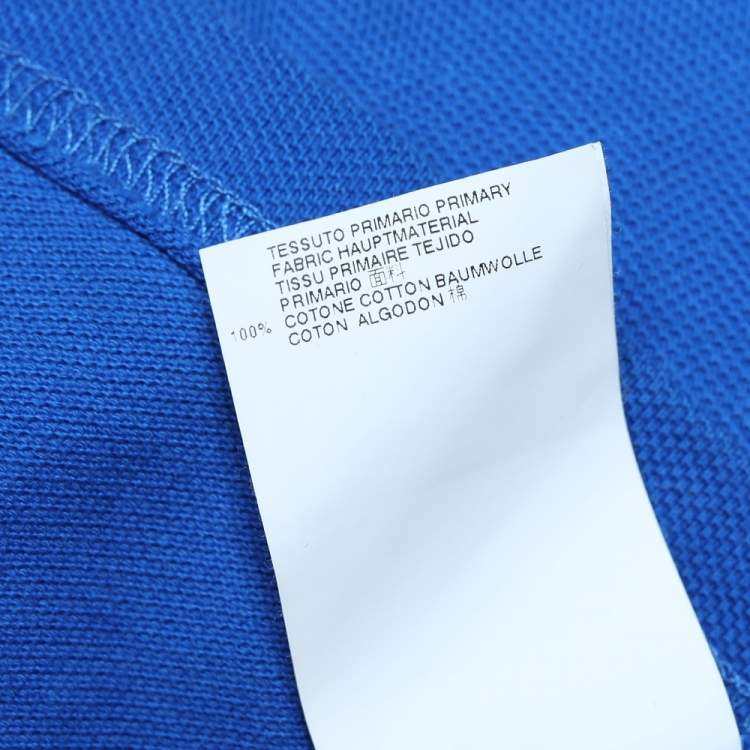 Pre Owned Just Cavalli Blue Logo Embroidered Cotton Pique Polo T-Shirt M