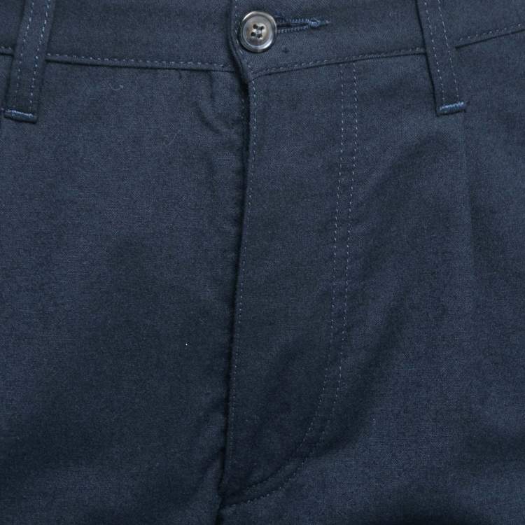 Pre Owned Just Cavalli Navy Blue Wool Side Stripe Detail Trousers M Waist 33"