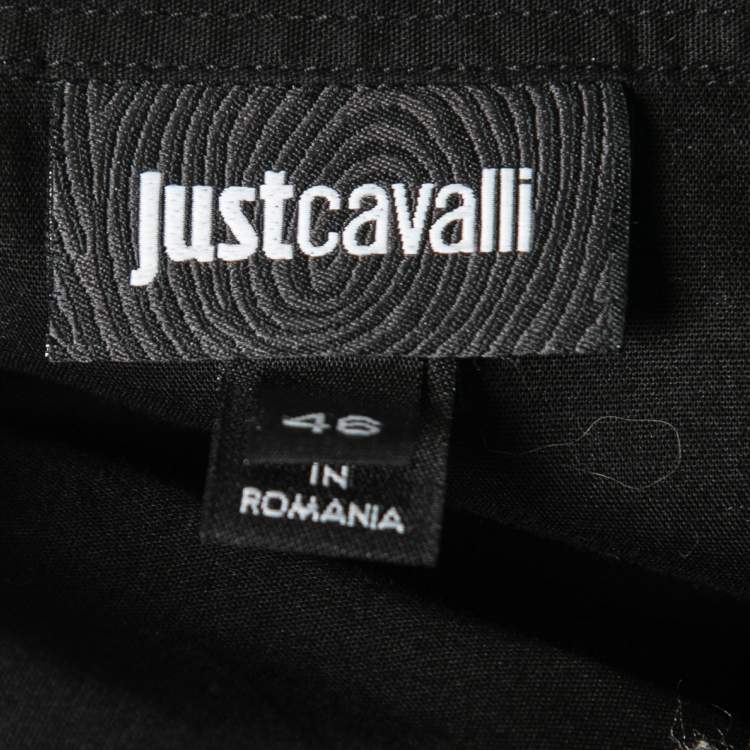 مملوكة مسبقًا Just Cavalli Black Cotton Button Front Long-Sleeve Shirt S