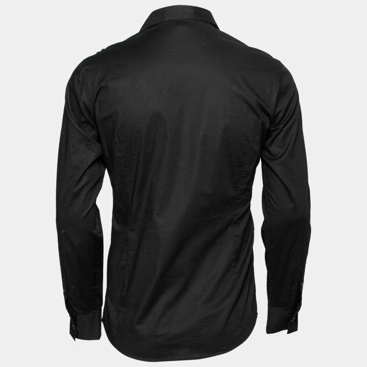 مملوكة مسبقًا Just Cavalli Black Cotton Button Front Long-Sleeve Shirt S