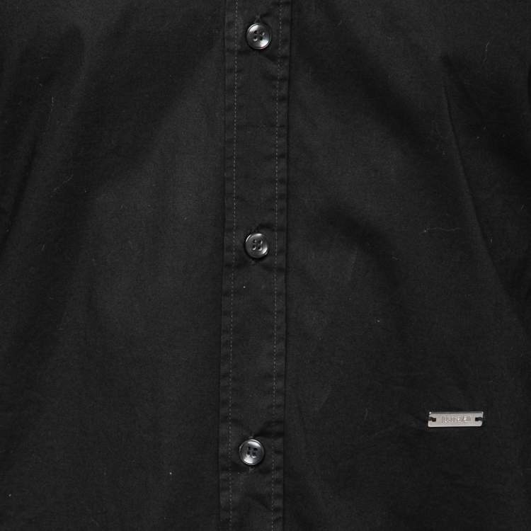 مملوكة مسبقًا Just Cavalli Black Cotton Button Front Long-Sleeve Shirt S