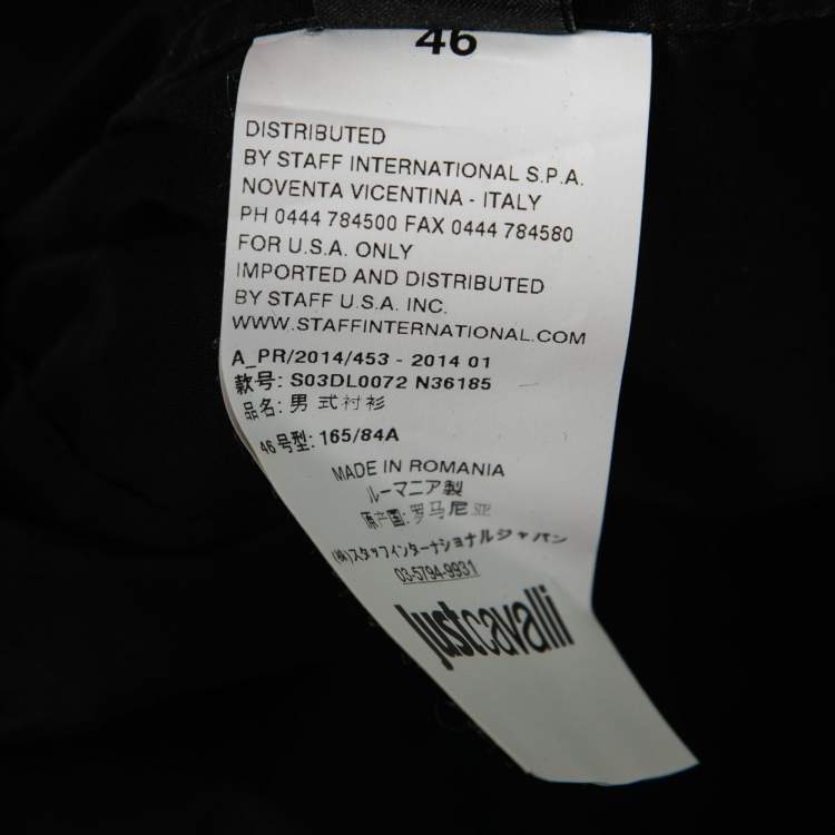 مملوكة مسبقًا Just Cavalli Black Cotton Button Front Long-Sleeve Shirt S