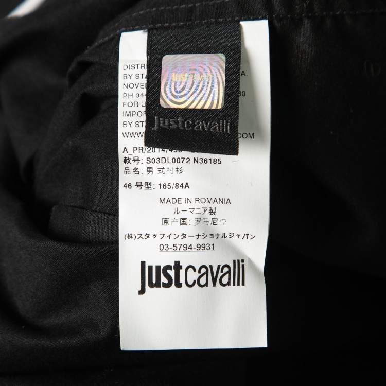 مملوكة مسبقًا Just Cavalli Black Cotton Button Front Long-Sleeve Shirt S