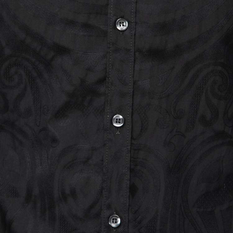 Pre Owned Just Cavalli Black Patterned Cotton Button Front Shirt S 