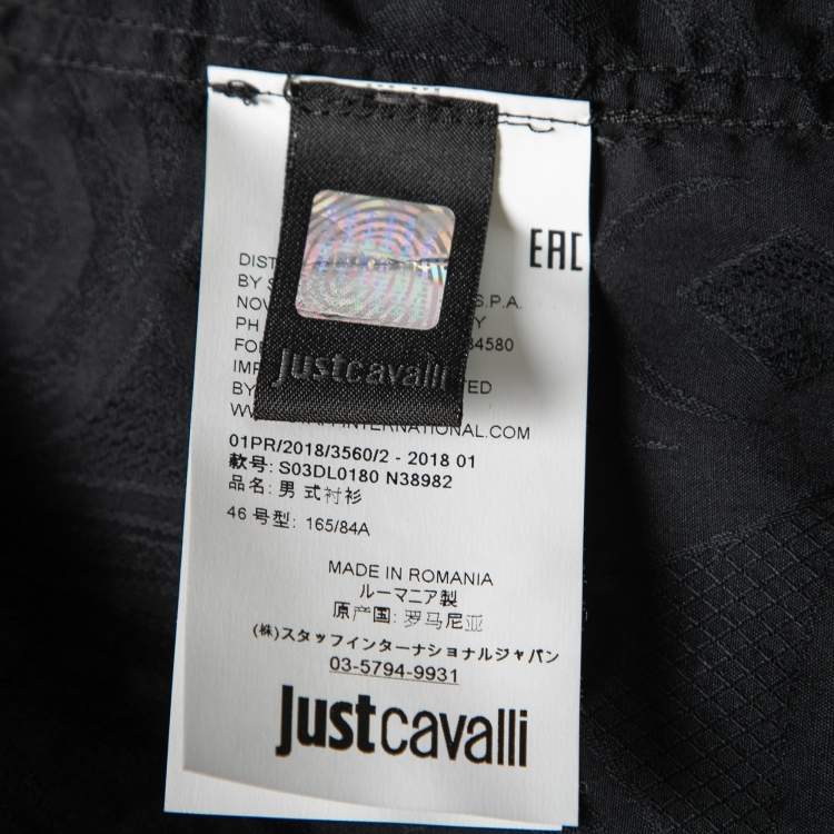 Pre Owned Just Cavalli Black Patterned Cotton Button Front Shirt S 
