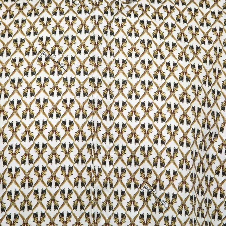 Pre Owned Just Cavalli Multicolor Printed Cotton Button Down Shirt XXL