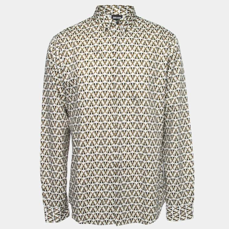 Pre Owned Just Cavalli Multicolor Printed Cotton Button Down Shirt XXL