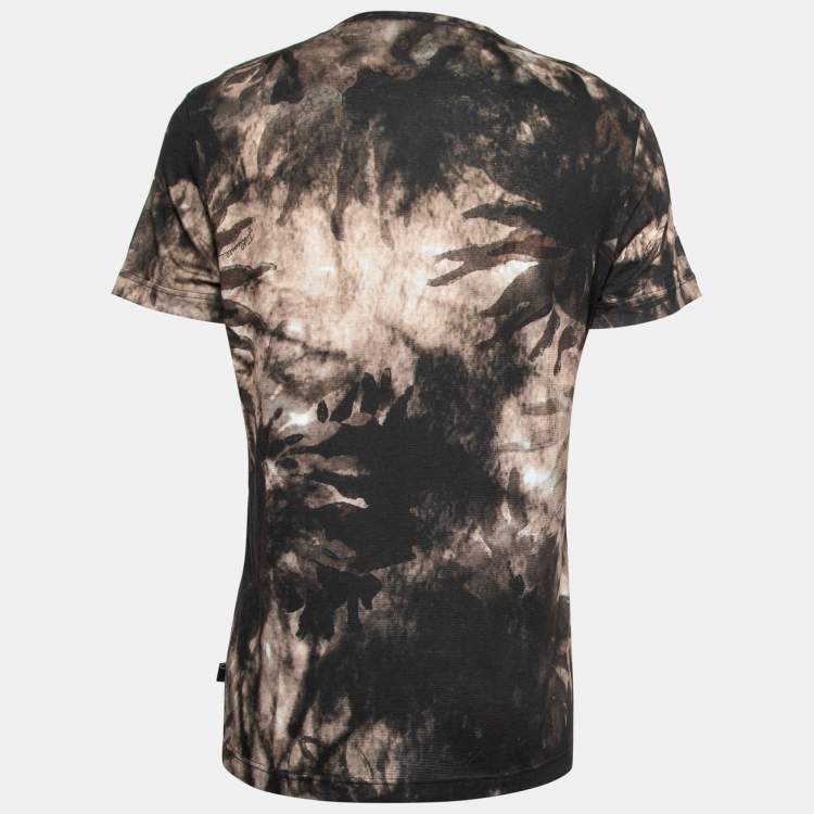 Pre Owned Just Cavalli Brown Printed Jersey V-Neck Short Sleeve T-Shirt XXL