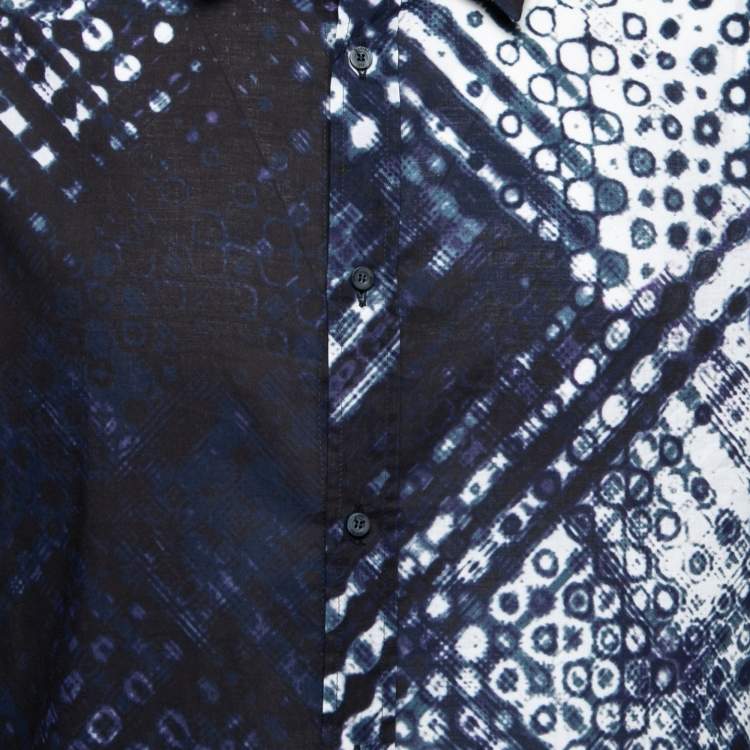 Pre Owned Just Cavalli Blue Printed Cotton Button Front Shirt 2XL