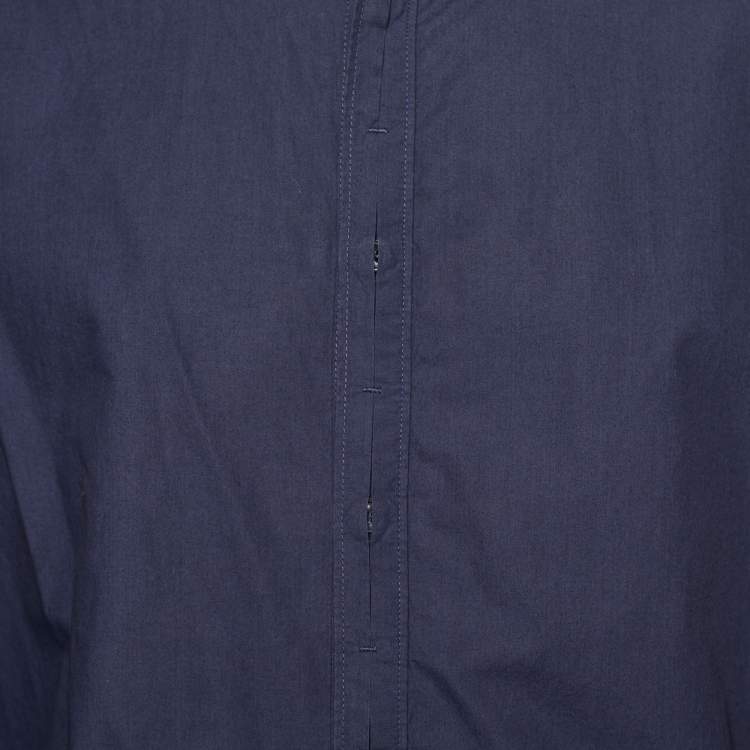 Pre Owned Just Cavalli Navy Blue Cotton Printed Sleeve Shirt L