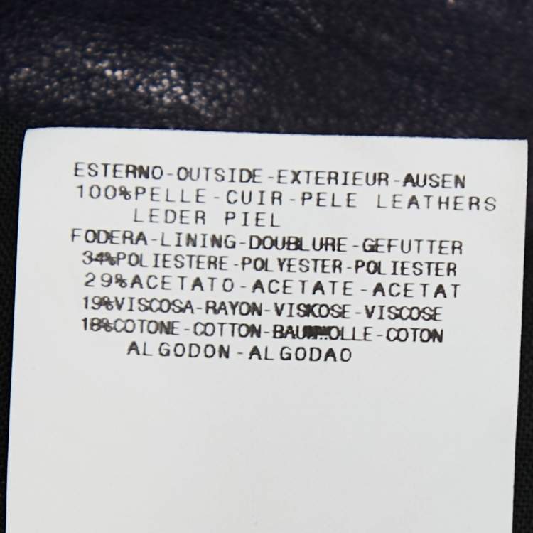 Pre Owned Just Cavalli Navy Blue Leather Biker Jacket L