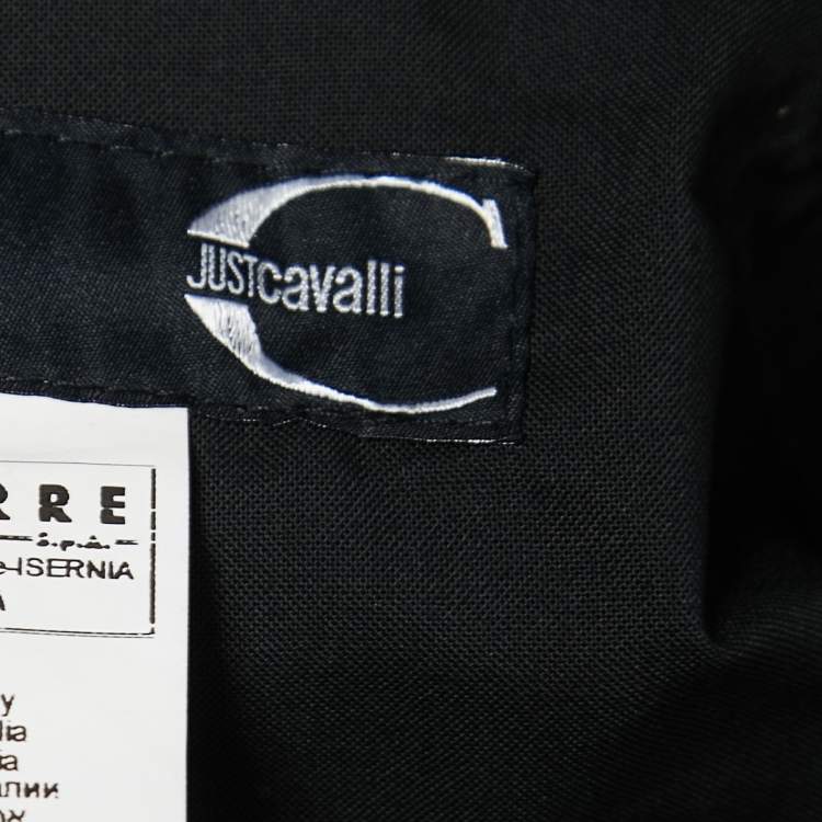 Pre Owned Just Cavalli Navy Blue Leather Biker Jacket L