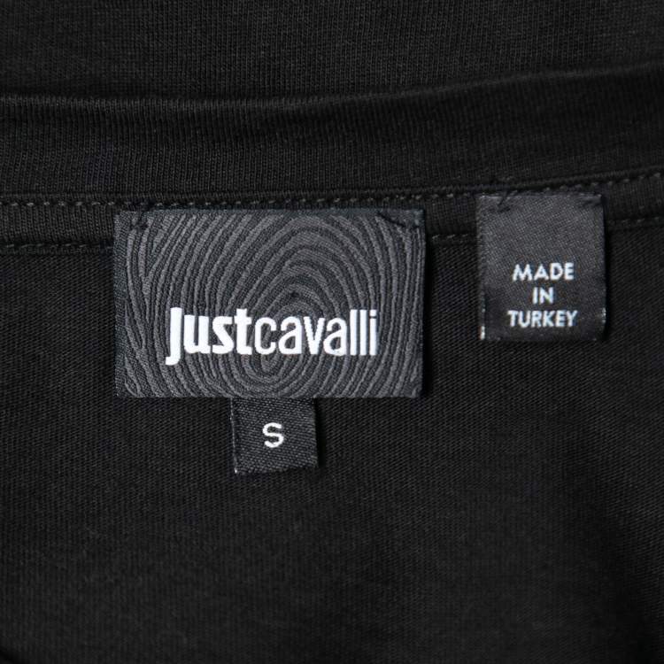 مملوكة مسبقًا Just Cavalli Black Skull Print Cotton Crew Neck T-Shirt S