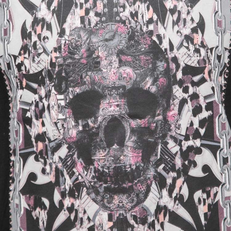مملوكة مسبقًا Just Cavalli Black Skull Print Cotton Crew Neck T-Shirt S