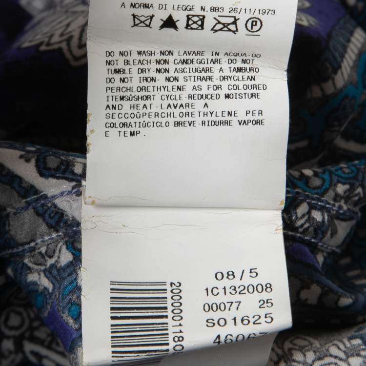 Pre Owned Just Cavalli Blue Paisley Print Satin Silk Button Front Shirt XL
