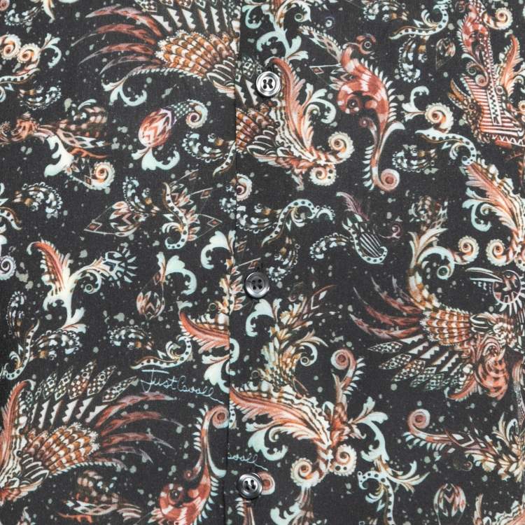 Pre Owned Just Cavalli All-Over Print Button Front Full Sleeve Shirt M