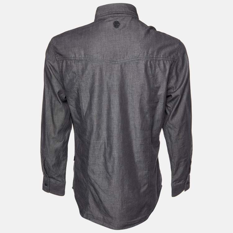 Pre Owned Just Cavalli Black Cotton Button Down Shirt L