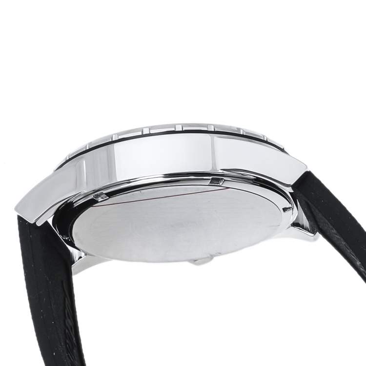 Pre Owned Just Cavalli Silver Stainless Steel Rubber 1G082 Women's Wristwatch 42 mm