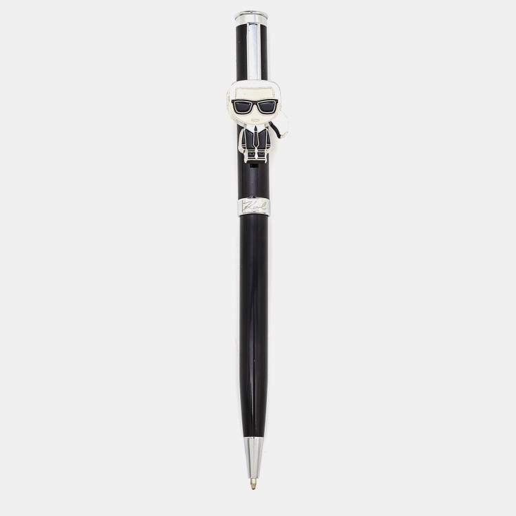 Pre Owned Karl Lagerfeld Ikonik Silver Tone Book and Pen Set