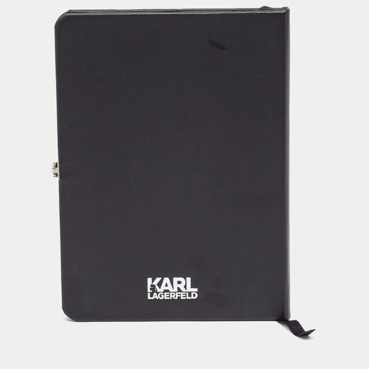 Pre Owned Karl Lagerfeld Ikonik Silver Tone Book and Pen Set