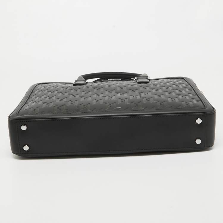 Pre Owned Karl Lagerfeld Black Leather K/Loom Briefcase