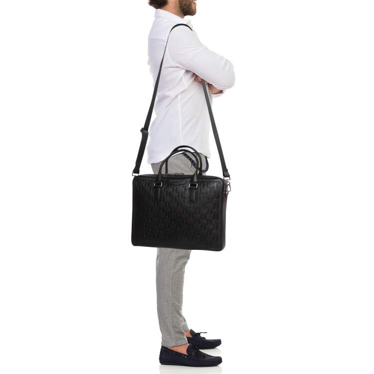 Pre Owned Karl Lagerfeld Black Leather K/Loom Briefcase