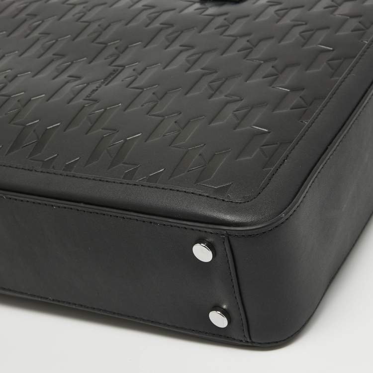 Pre Owned Karl Lagerfeld Black Leather K/Loom Briefcase