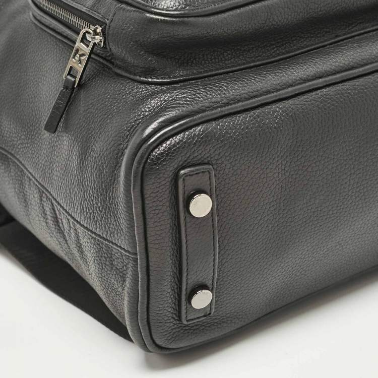 مملوكة مسبقًا Karl Lagerfeld Black Leather Front Pocket Backpack