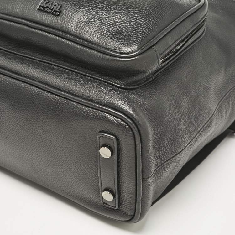 مملوكة مسبقًا Karl Lagerfeld Black Leather Front Pocket Backpack
