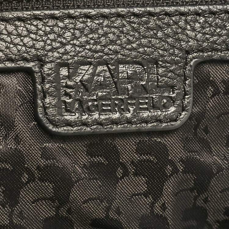 مملوكة مسبقًا Karl Lagerfeld Black Leather Front Pocket Backpack