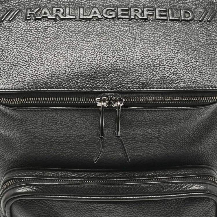 مملوكة مسبقًا Karl Lagerfeld Black Leather Front Pocket Backpack