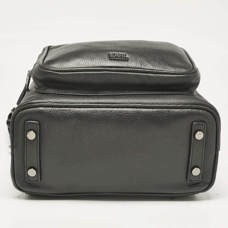 مملوكة مسبقًا Karl Lagerfeld Black Leather Front Pocket Backpack
